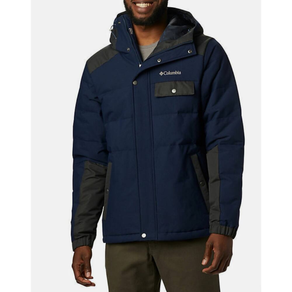 Columbia Winter Challenger Hooded Down Jacket 550 Down Fill Puffer Men's L Blue